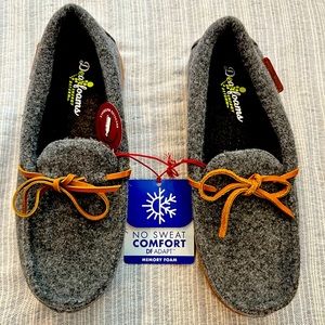 Dearfoams Wilmington Wool Blend Energy Return Moccasin Slippers - M (7-8) NWT
